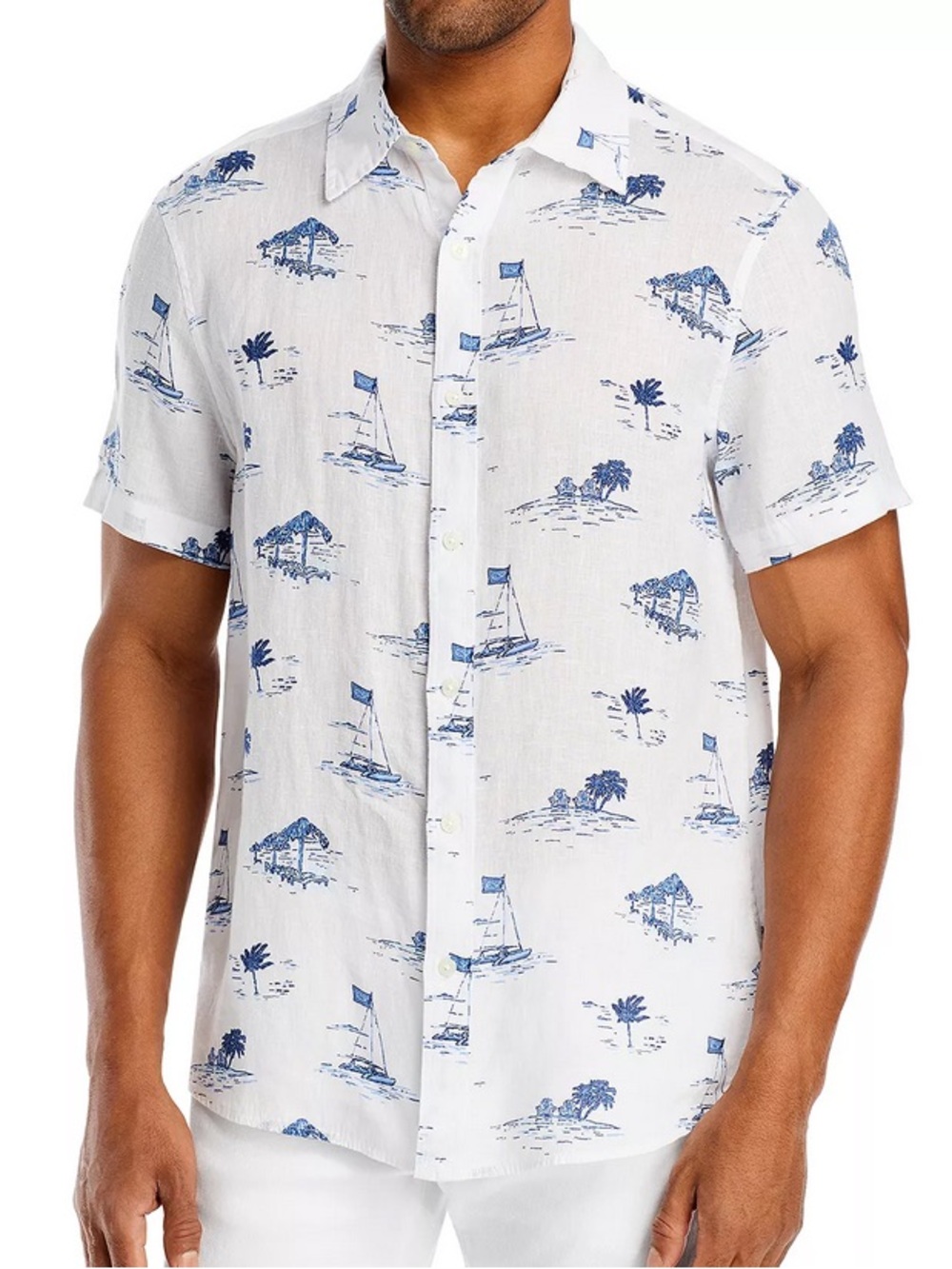 NWT Vineyard Vines Scenic Print Linen Short Sleeve Shirt